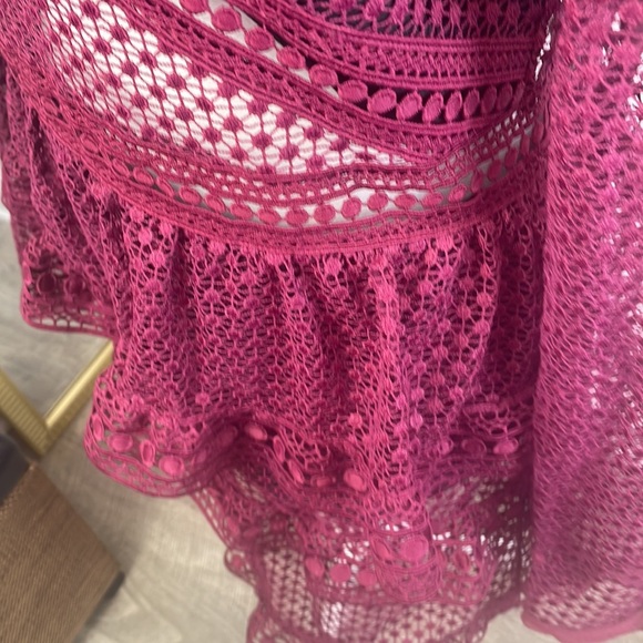 NWOT Retail $435 Self-Portrait Red SELF-PORTRAIT Dot Mesh Tiered Mini Dress - Picture 9 of 9